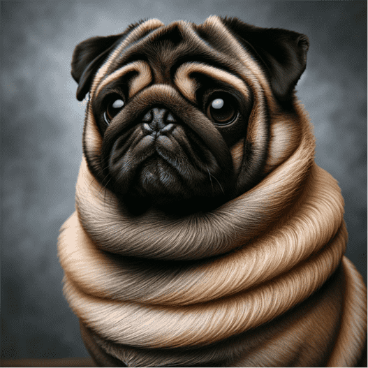 pug with rolls