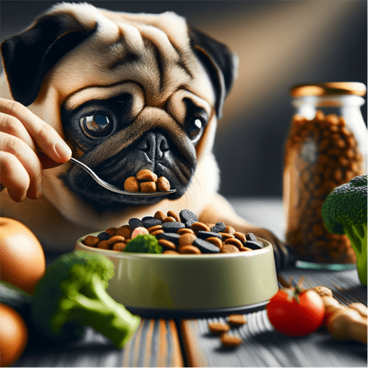 pug eating nuts