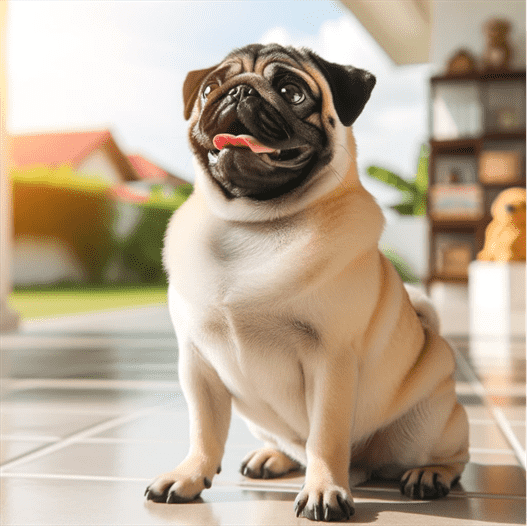 pug sitting in the sun 