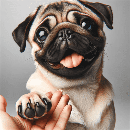 pug giving paw 