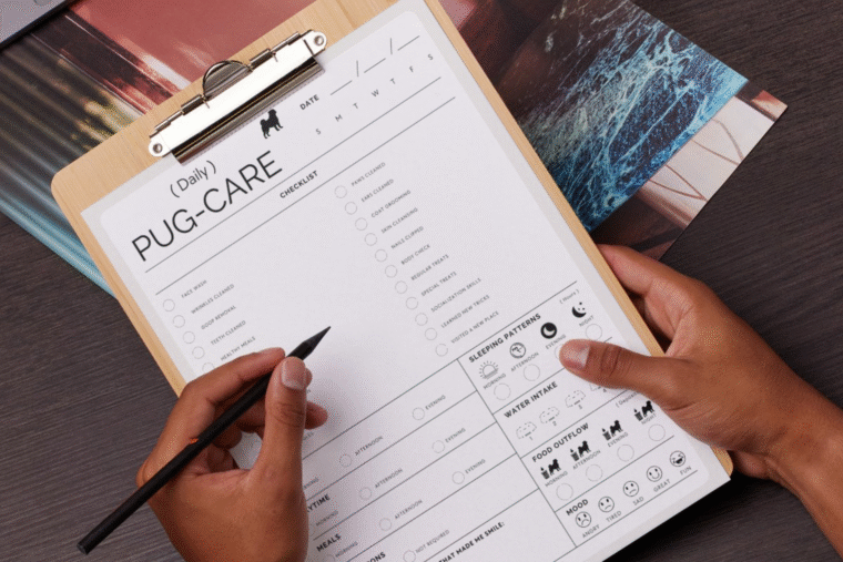PUG CARE PRINTABLE PLANNER AND TRACKER PDF TEMPLATES MOCKUP