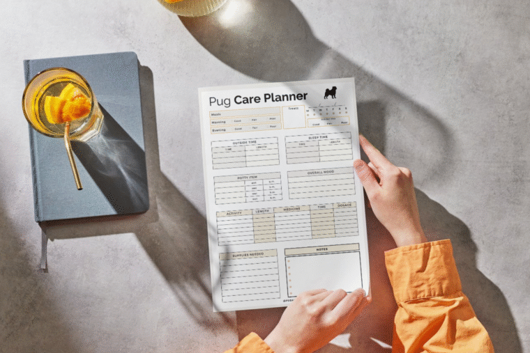 PUG CARE PLANNER PRINTABLE PDF TRACKER TEMPLATE FOR ORGANISATION