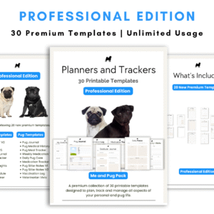 professional edition me and pug pack printable templates and planners for pugs