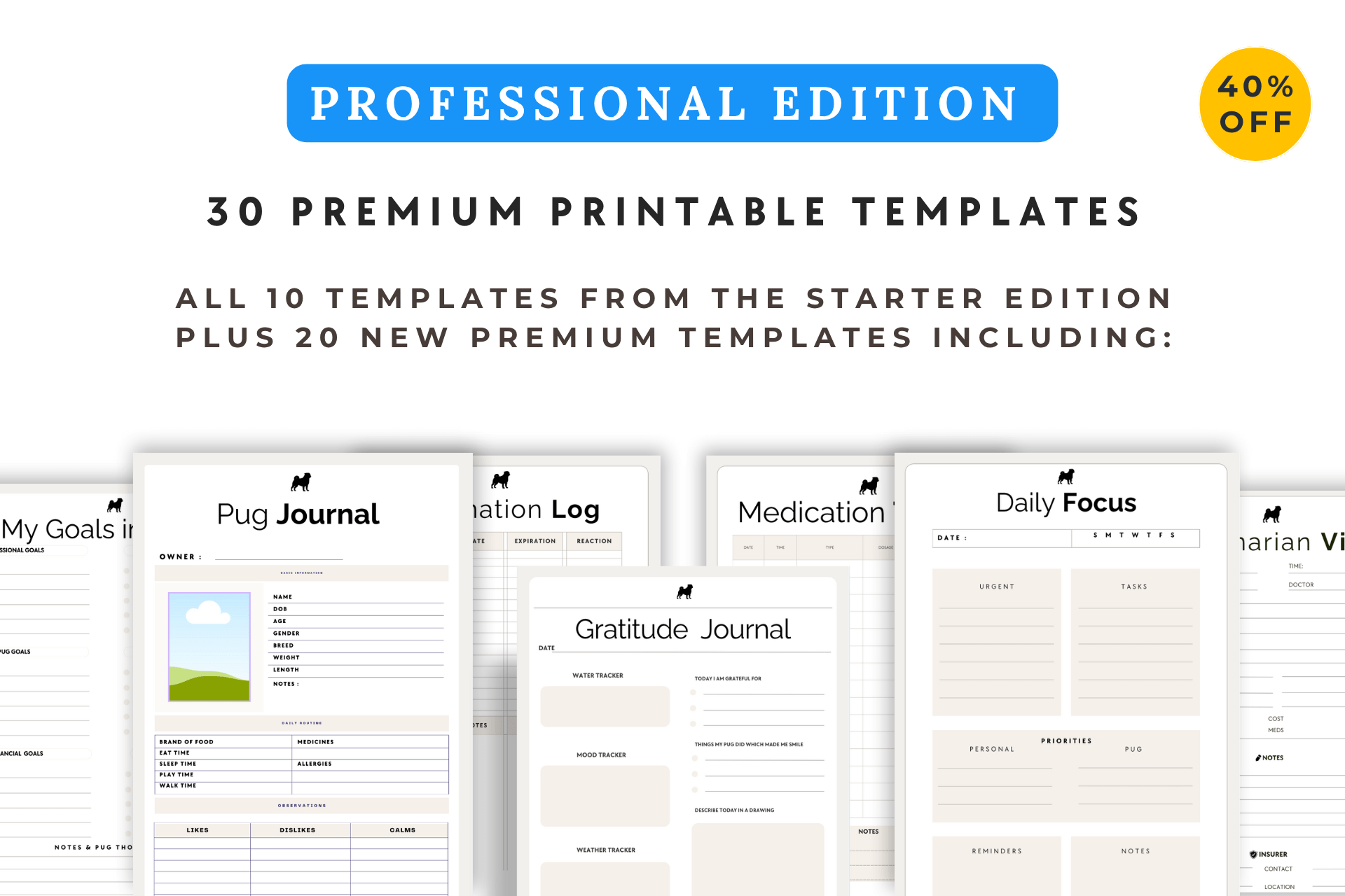 PROFESSIONAL EDITION PLANNER AND TEMPLATE MOCKUPS FOR PUGS AND ORGANISATION