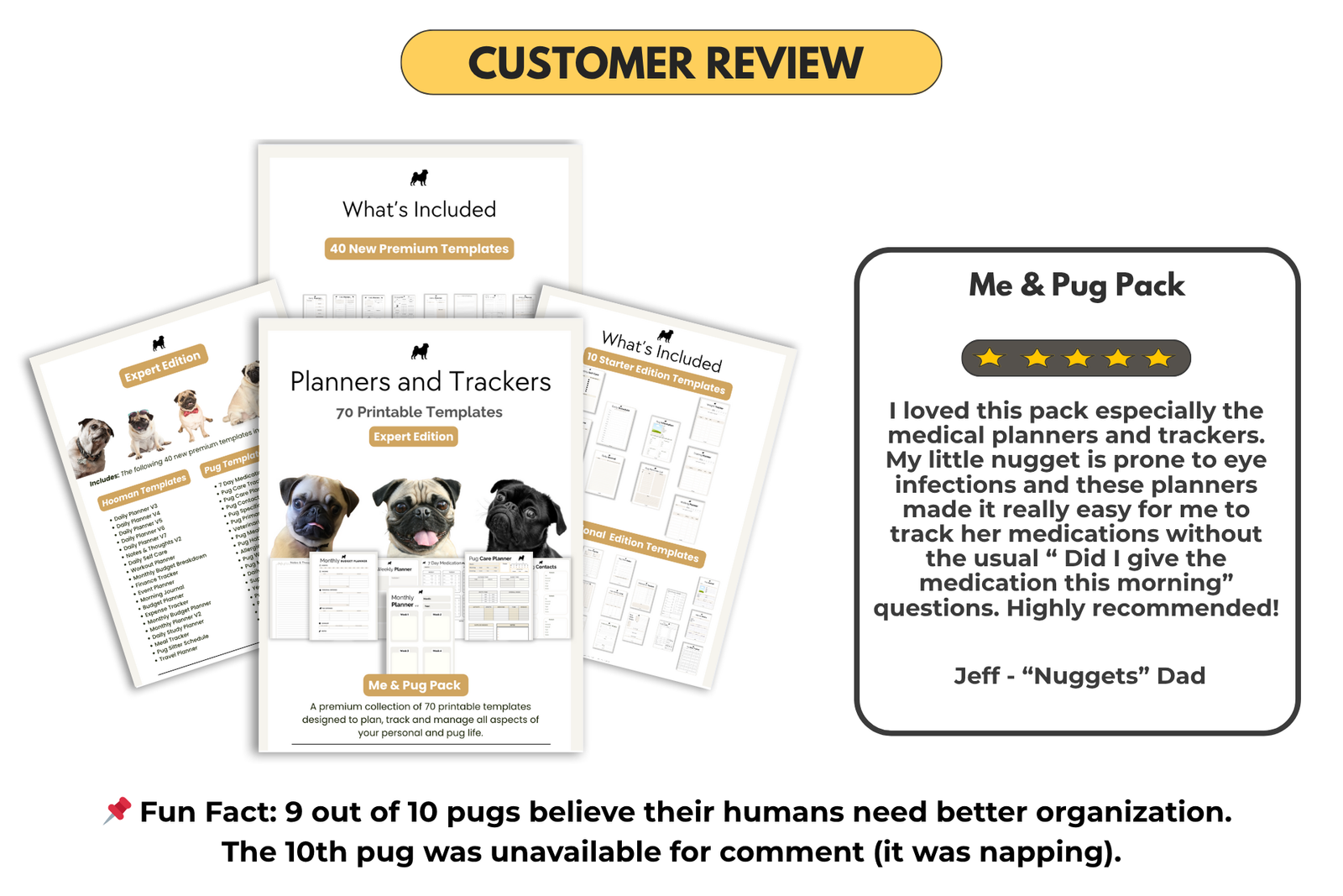 REVIEWS FOR THE EXPERT EDITION PRINTABLE PLANNERS AND TRACKERS FOR PUGS