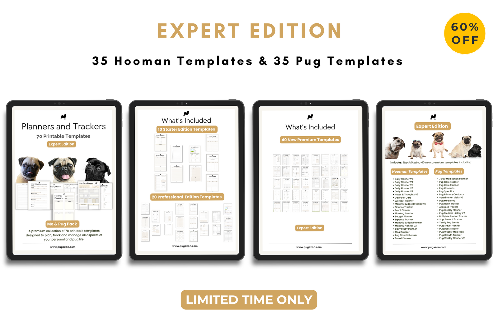 what's included in the expert edition printable planner and tracker pdf templates