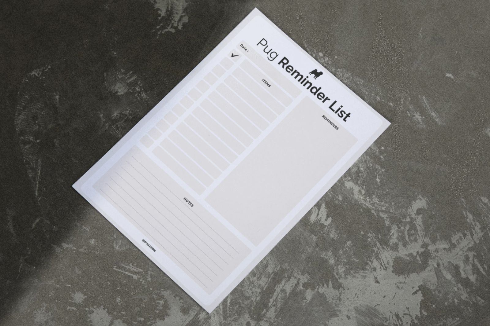 pug reminder list template mockup