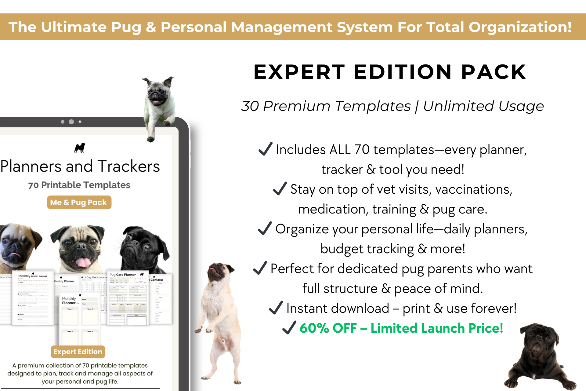 The Ultimate Collection of Printable Digital Planners for Pug Lovers