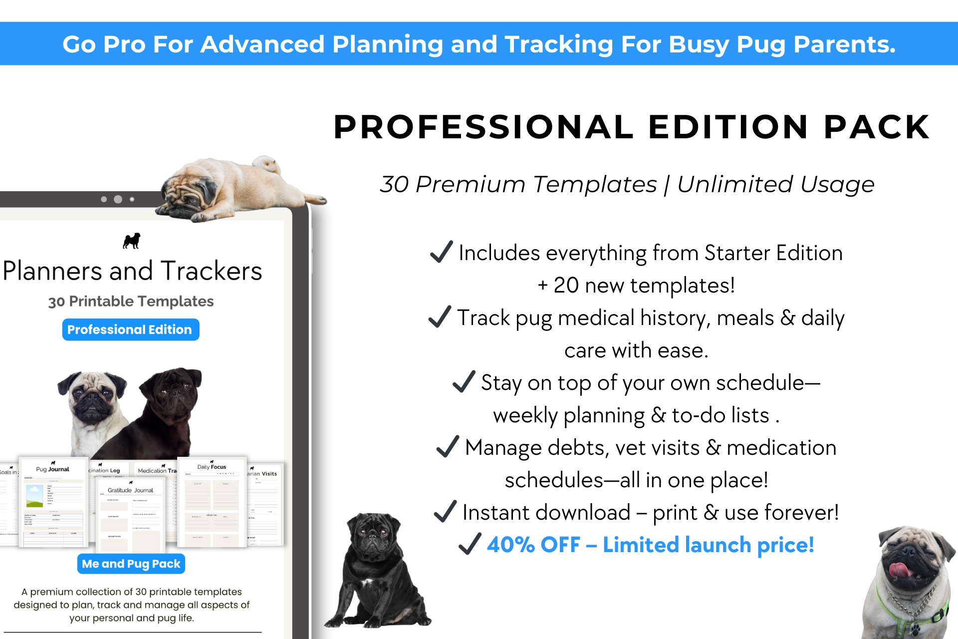 Pug Planners: The Ultimate Collection of Printable Digital Planners for Pug Lovers
