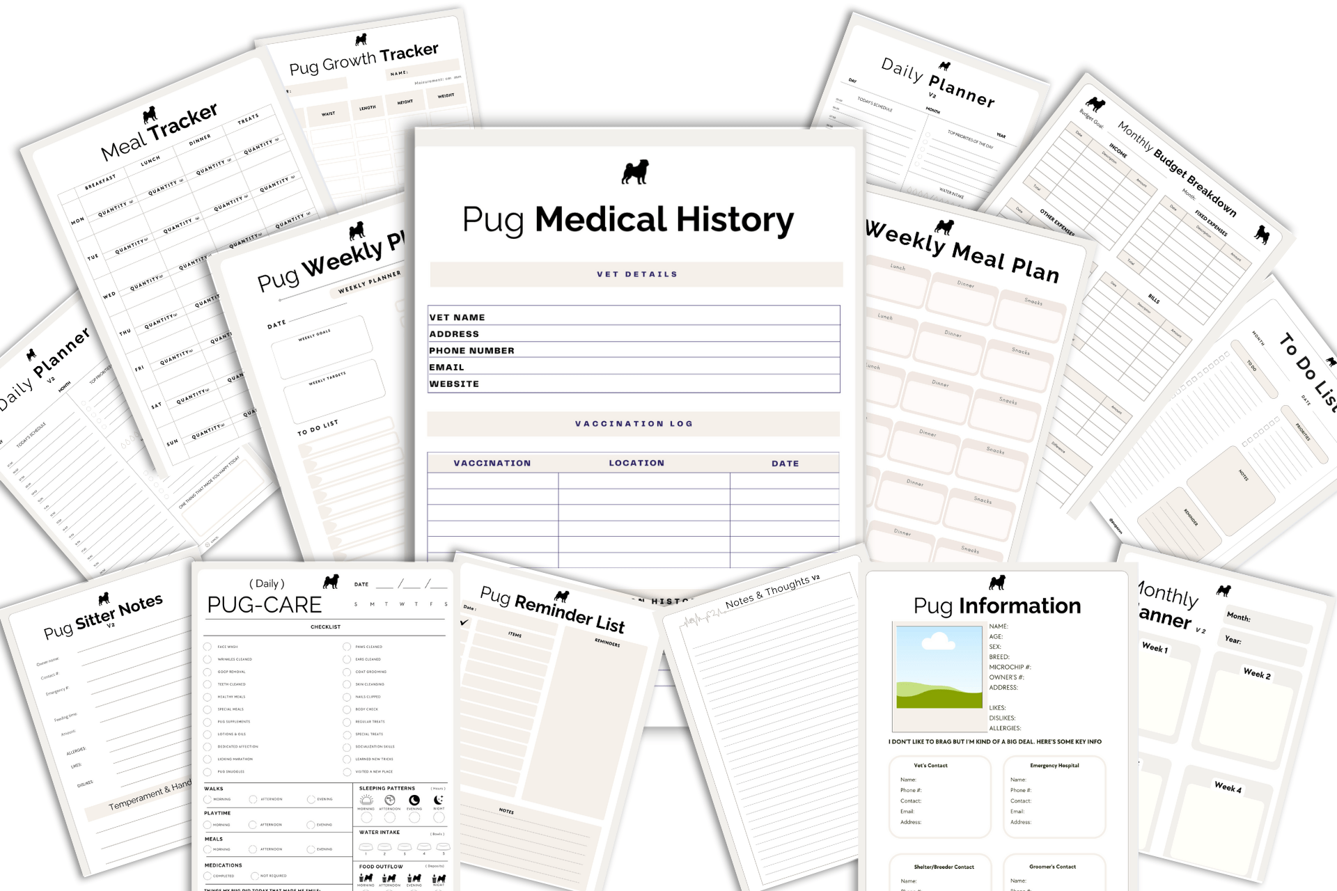 The Ultimate Collection of Printable Digital Planners for Pug Lovers