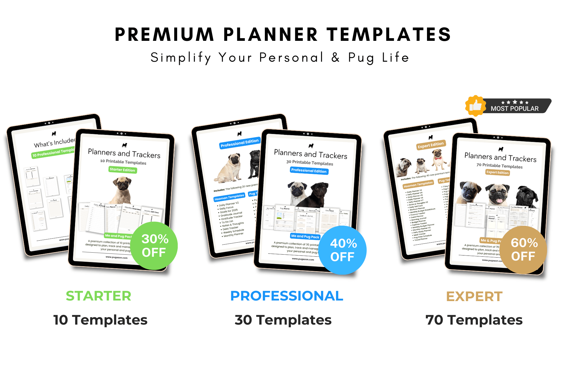 Printable Digital Planners for Pug Lovers
