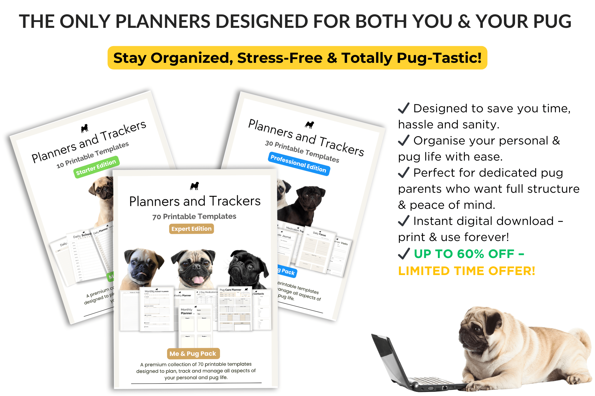Pug Planners: The Ultimate Collection of Printable Digital Planners for Pug Lovers