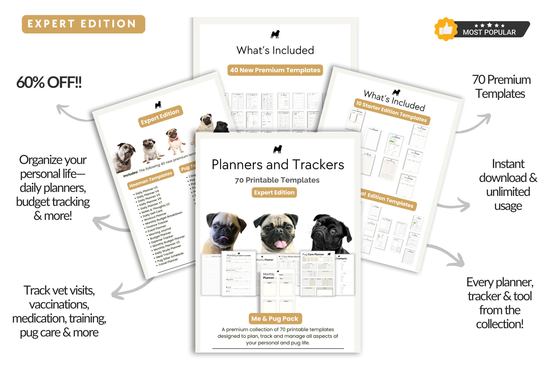 The Ultimate Collection of Printable Digital Planners for Pug Lovers