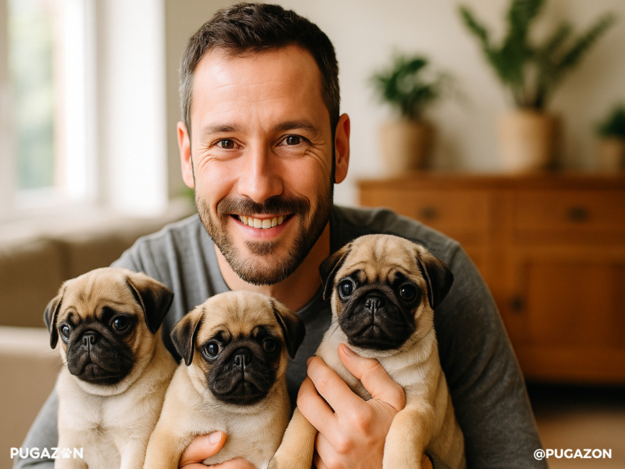 pug breeder showing health test results to new owners