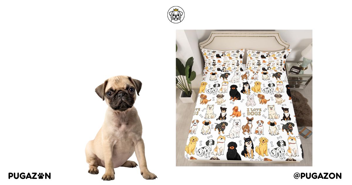 Endearing Pugs 3-Piece Quilted Bedding Set NCU0VL365